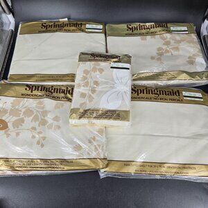 2 Vint Springmaid Wondercale Percale Twin Sheet Flat Fit Set Pillowcase Mariposa